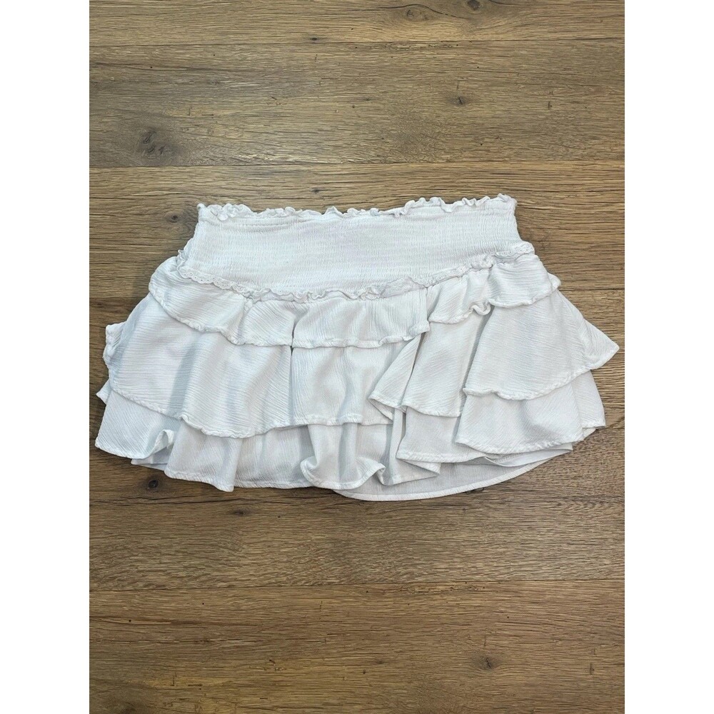 Altar'd State Women’s Mini Ruffle Skirt White Tiered Lined Gauzy Boho Beach SZ L
